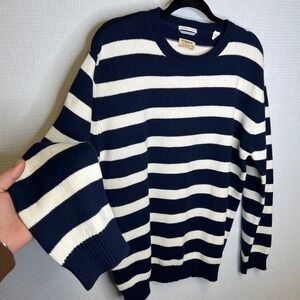 GANT‎ Vintage Fieldhouse Stripe Crewneck Sweater Navy White Cotton Blend Women